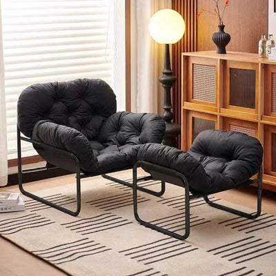 Contemporary Nordic Detachable Rectangular Carbon Steel Cat Scratching Leather Sponge Plush Cotton Ergonomics Accent Chair Backrest Armrest For Living Room