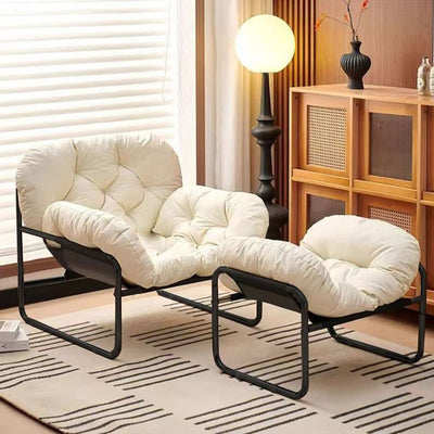 Contemporary Nordic Detachable Rectangular Carbon Steel Cat Scratching Leather Sponge Plush Cotton Ergonomics Accent Chair Backrest Armrest For Living Room
