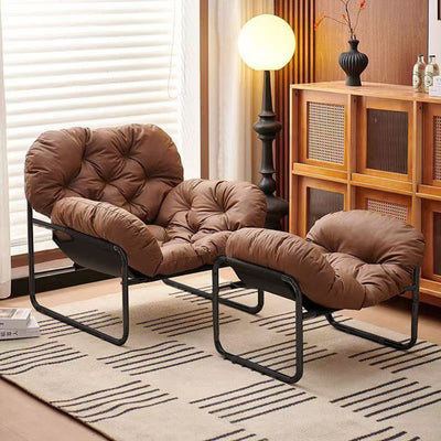 Contemporary Nordic Detachable Rectangular Carbon Steel Cat Scratching Leather Sponge Plush Cotton Ergonomics Accent Chair Backrest Armrest For Living Room