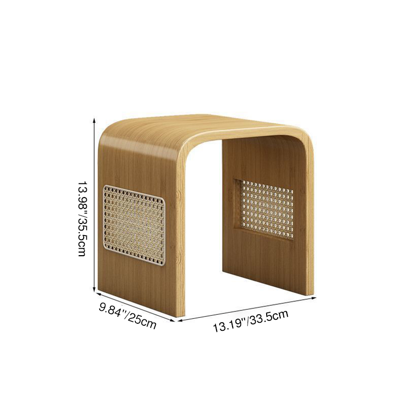 Modern Minimalist Arc Nan Bamboo Resin Rattan Weaving Kids Low Stool Backless Armless For Entryway