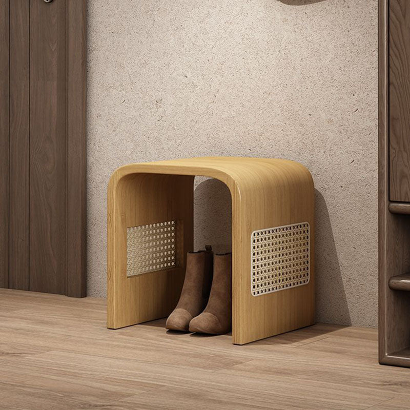 Modern Minimalist Arc Nan Bamboo Resin Rattan Weaving Kids Low Stool Backless Armless For Entryway