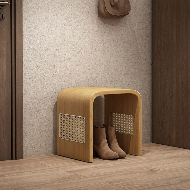 Modern Minimalist Arc Nan Bamboo Resin Rattan Weaving Kids Low Stool Backless Armless For Entryway
