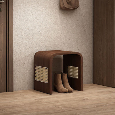 Modern Minimalist Arc Nan Bamboo Resin Rattan Weaving Kids Low Stool Backless Armless For Entryway