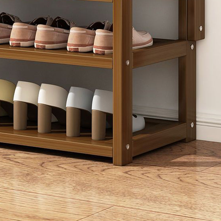 Traditional Rustic Rectangular Nan Bamboo MDF Fabric Sponge Hallstand Shoe Bench Backless Armless For Entryway &amp; Hallway