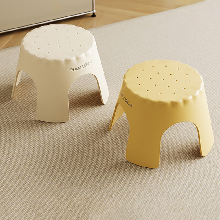 Tabouret bas empilable pour enfants en PP, style Art déco moderne, en forme de biscuit, sans dossier ni accoudoirs, pour l’entrée 