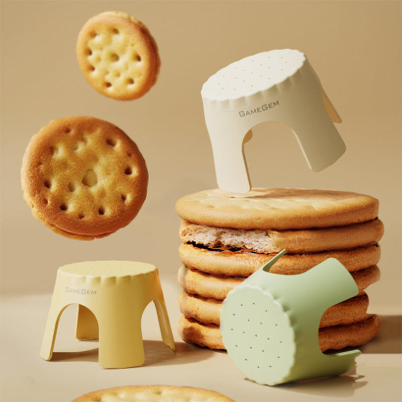 Tabouret bas empilable pour enfants en PP, style Art déco moderne, en forme de biscuit, sans dossier ni accoudoirs, pour l’entrée 