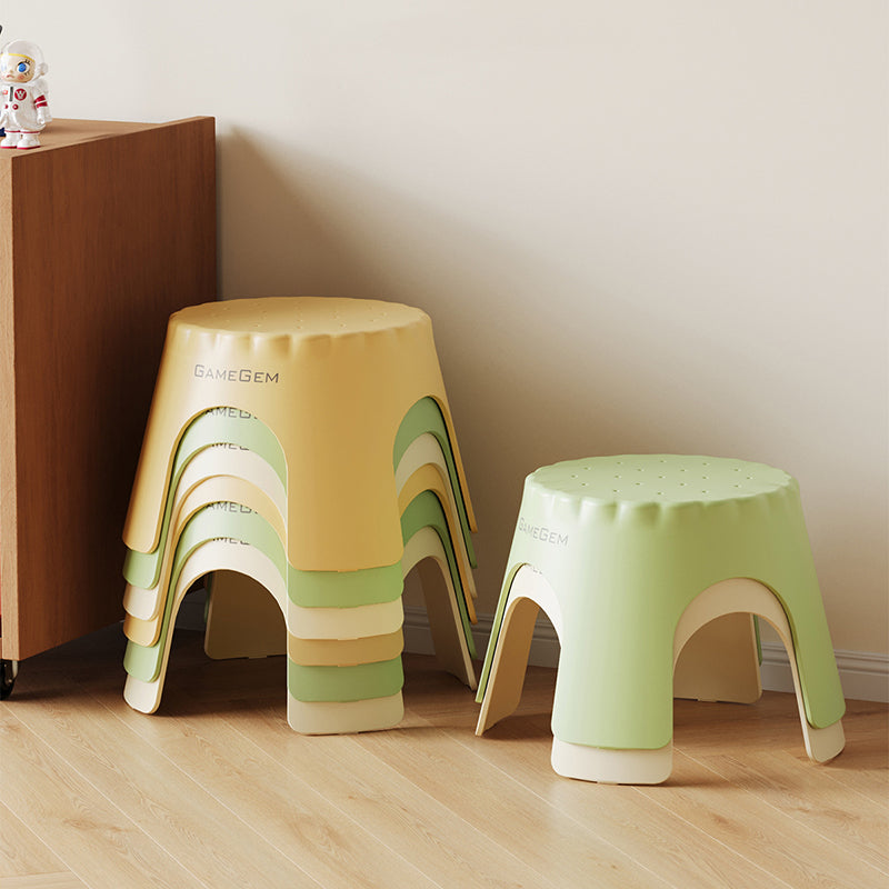 Tabouret bas empilable pour enfants en PP, style Art déco moderne, en forme de biscuit, sans dossier ni accoudoirs, pour l’entrée 