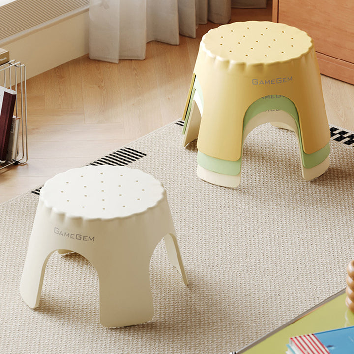 Tabouret bas empilable pour enfants en PP, style Art déco moderne, en forme de biscuit, sans dossier ni accoudoirs, pour l’entrée 