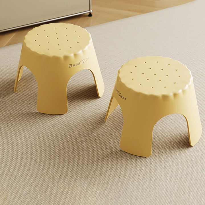 Tabouret bas empilable pour enfants en PP, style Art déco moderne, en forme de biscuit, sans dossier ni accoudoirs, pour l’entrée 