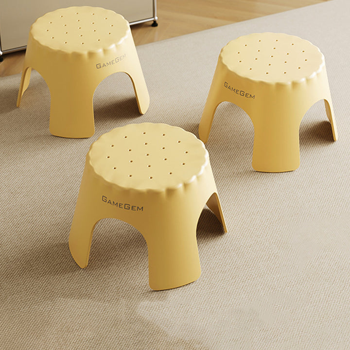 Tabouret bas empilable pour enfants en PP, style Art déco moderne, en forme de biscuit, sans dossier ni accoudoirs, pour l’entrée 