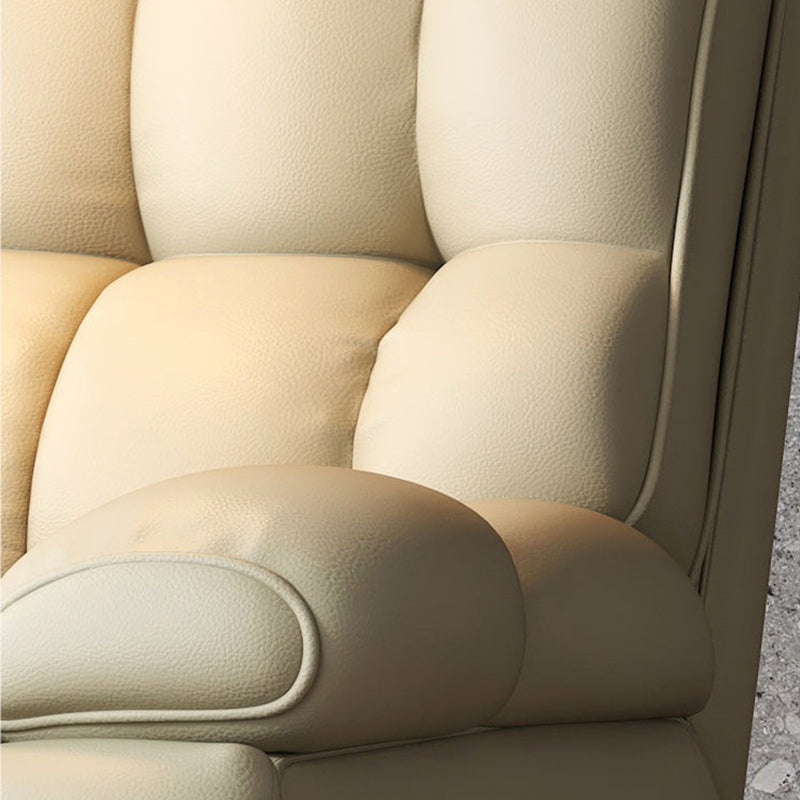 Contemporary Scandinavian Tofu Block Carbon Steel Cat Scratching Leather Manual Adjustment Rotatable Accent Chair Armrest For Living Room