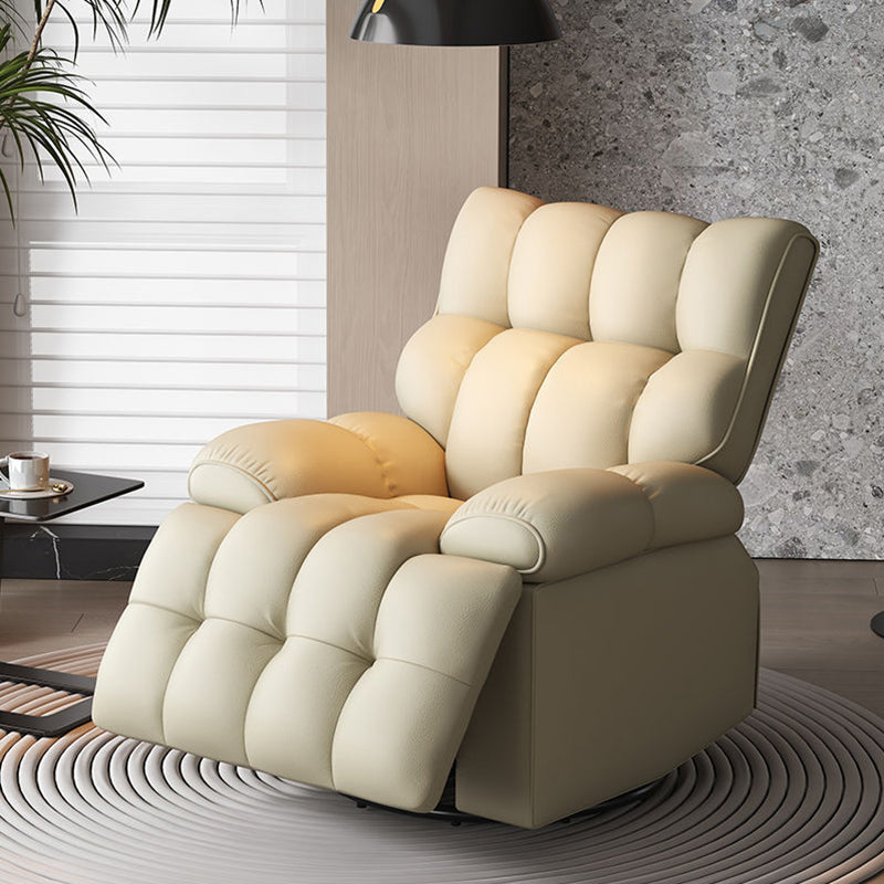 Contemporary Scandinavian Tofu Block Carbon Steel Cat Scratching Leather Manual Adjustment Rotatable Accent Chair Armrest For Living Room