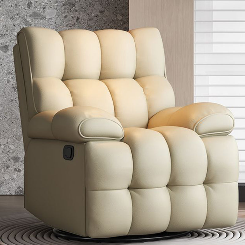 Contemporary Scandinavian Tofu Block Carbon Steel Cat Scratching Leather Manual Adjustment Rotatable Accent Chair Armrest For Living Room