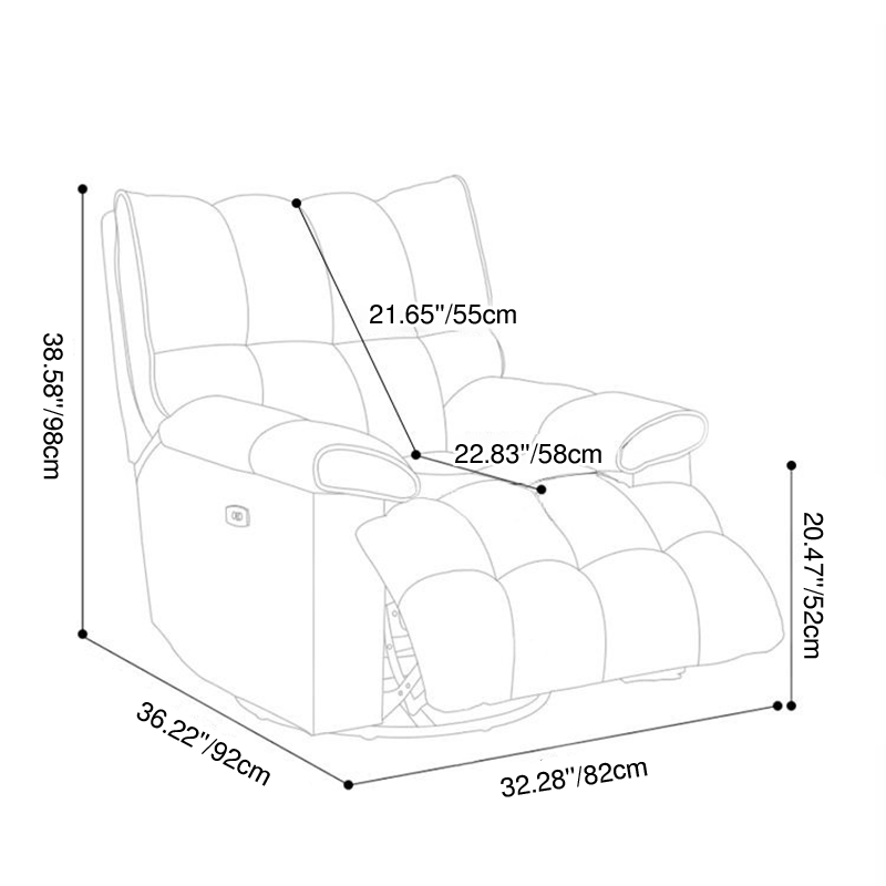 Contemporary Scandinavian Tofu Block Carbon Steel Cat Scratching Leather Manual Adjustment Rotatable Accent Chair Armrest For Living Room