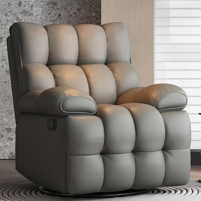 Contemporary Scandinavian Tofu Block Carbon Steel Cat Scratching Leather Manual Adjustment Rotatable Accent Chair Armrest For Living Room