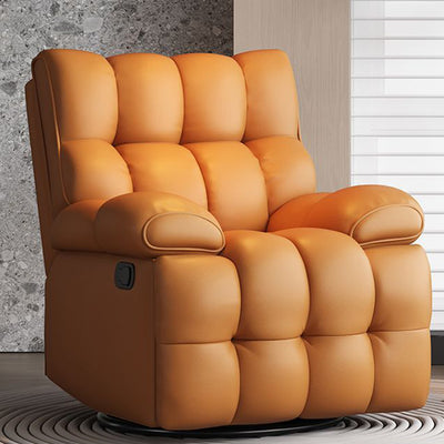Contemporary Scandinavian Tofu Block Carbon Steel Cat Scratching Leather Manual Adjustment Rotatable Accent Chair Armrest For Living Room
