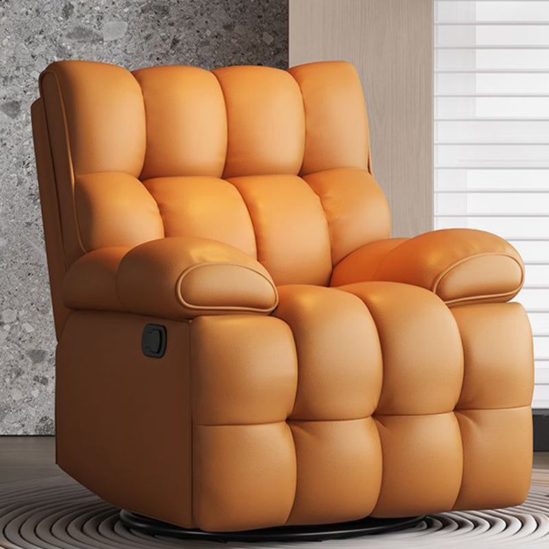 Contemporary Scandinavian Tofu Block Carbon Steel Cat Scratching Leather Manual Adjustment Rotatable Accent Chair Armrest For Living Room