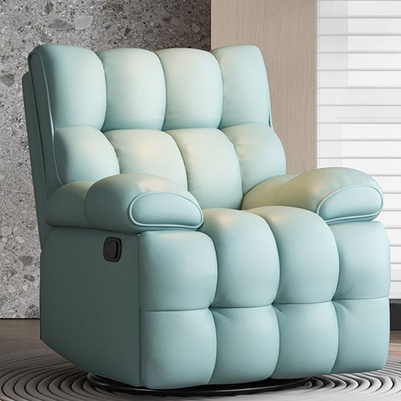 Contemporary Scandinavian Tofu Block Carbon Steel Cat Scratching Leather Manual Adjustment Rotatable Accent Chair Armrest For Living Room