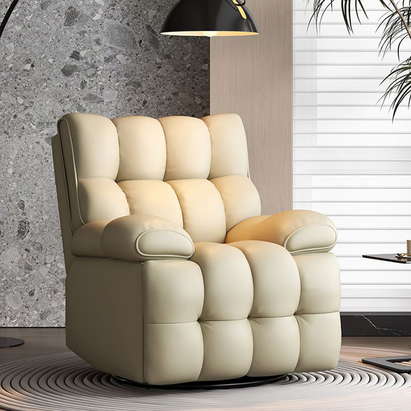 Contemporary Scandinavian Tofu Block Carbon Steel Cat Scratching Leather Manual Adjustment Rotatable Accent Chair Armrest For Living Room