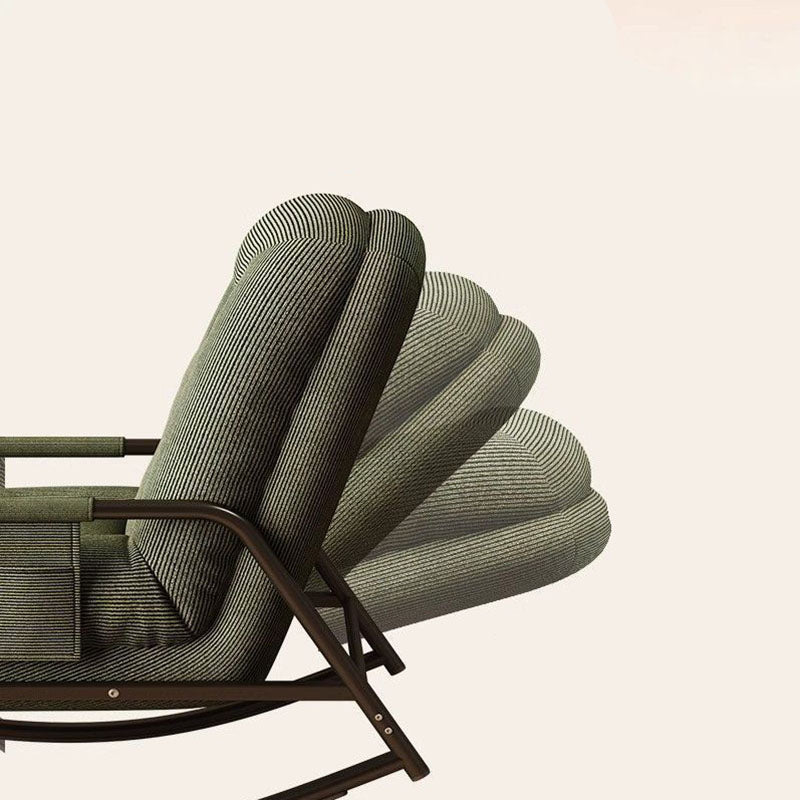 Moderner minimalistischer Schaukelstuhl mit ergonomischem Design, weichem ovalem Eisenrahmen, Cord, Schwamm- und Plüschbaumwolle, Rückenlehne und Armlehnen für Wohnzimmer &amp; Schlafzimmer 