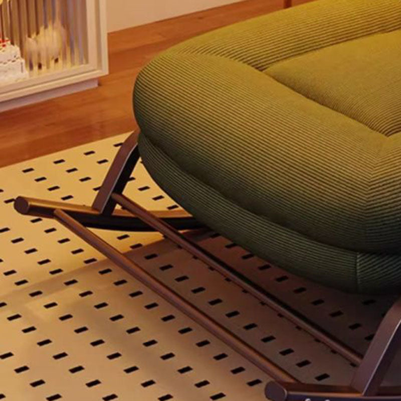 Moderner minimalistischer Schaukelstuhl mit ergonomischem Design, weichem ovalem Eisenrahmen, Cord, Schwamm- und Plüschbaumwolle, Rückenlehne und Armlehnen für Wohnzimmer &amp; Schlafzimmer 