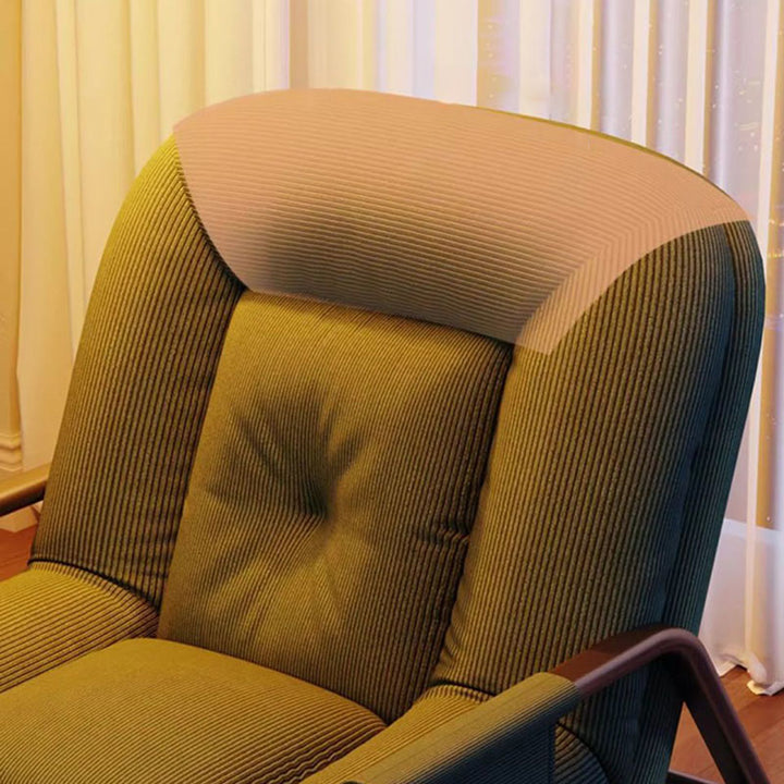 Moderner minimalistischer Schaukelstuhl mit ergonomischem Design, weichem ovalem Eisenrahmen, Cord, Schwamm- und Plüschbaumwolle, Rückenlehne und Armlehnen für Wohnzimmer &amp; Schlafzimmer 