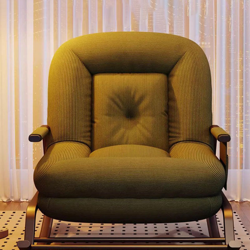 Moderner minimalistischer Schaukelstuhl mit ergonomischem Design, weichem ovalem Eisenrahmen, Cord, Schwamm- und Plüschbaumwolle, Rückenlehne und Armlehnen für Wohnzimmer &amp; Schlafzimmer 