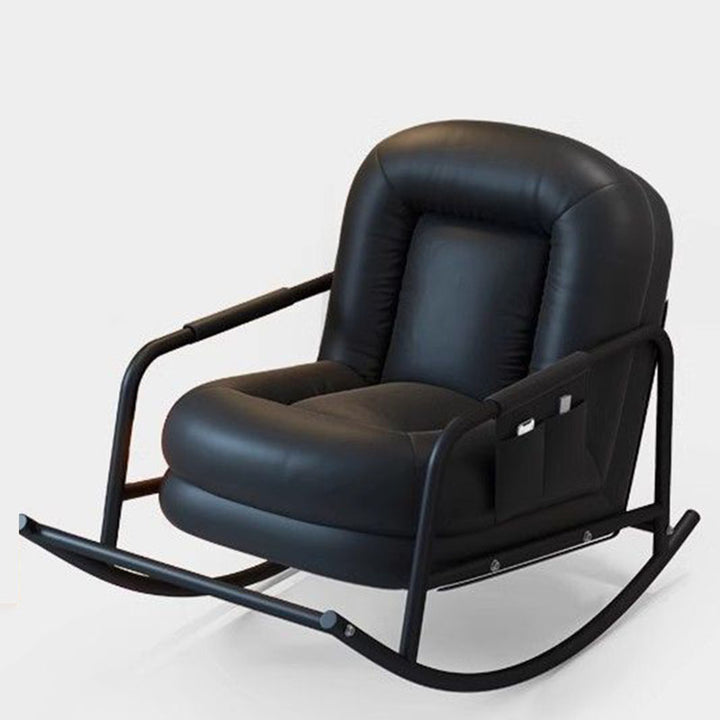 Contemporary Nordic Ergonomics Rectangular Cat Scratching Leather Corduroy Carbon Steel Sponge Plush Cotton Rocking Chair Backrest Armrest For Living Room