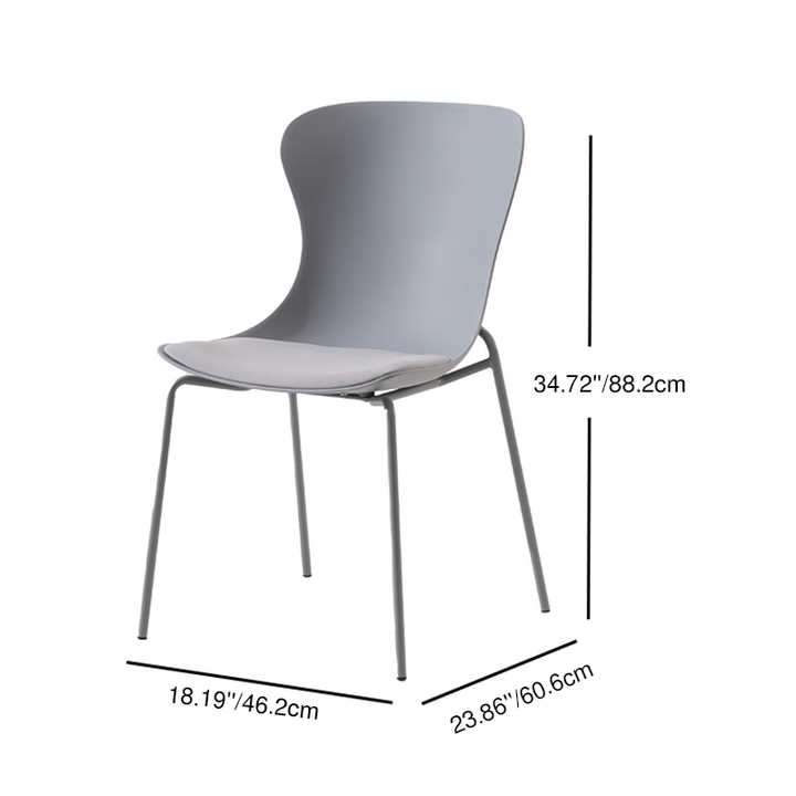 Moderner nordischer Esszimmerstuhl aus Kunststoff, Eisen und PU-Leder mit Rückenlehne, ohne Armlehnen, für das Esszimmer 