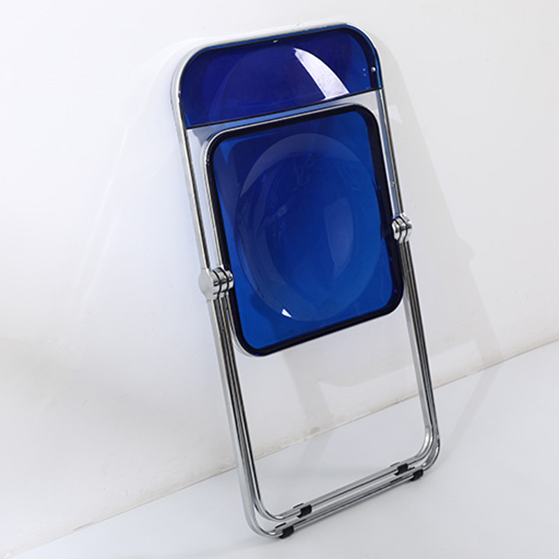 Modern Simplicity Transparent Rectangular Carbon Steel PET Folding Dining Chair Backrest Armless For Dining Room