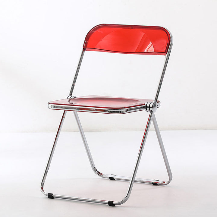 Modern Simplicity Transparent Rectangular Carbon Steel PET Folding Dining Chair Backrest Armless For Dining Room