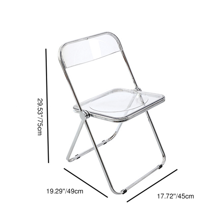 Modern Simplicity Transparent Rectangular Carbon Steel PET Folding Dining Chair Backrest Armless For Dining Room