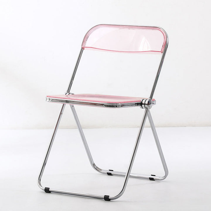 Modern Simplicity Transparent Rectangular Carbon Steel PET Folding Dining Chair Backrest Armless For Dining Room