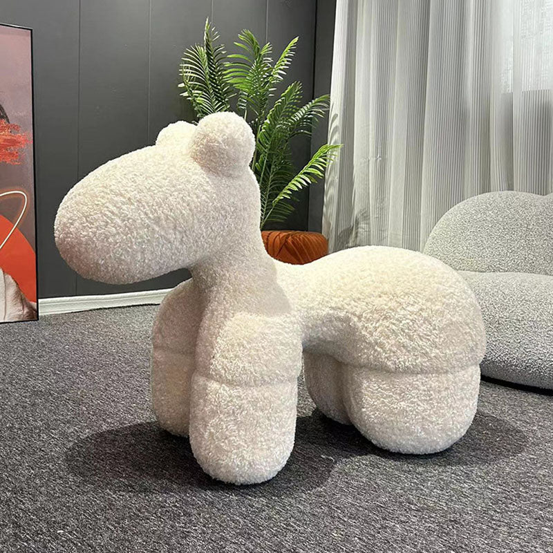 Tabouret bas sans dossier ni accoudoirs en acier, laine d&