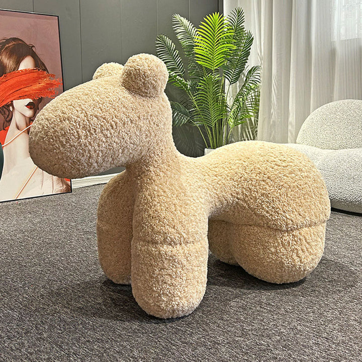 Tabouret bas sans dossier ni accoudoirs en acier, laine d&