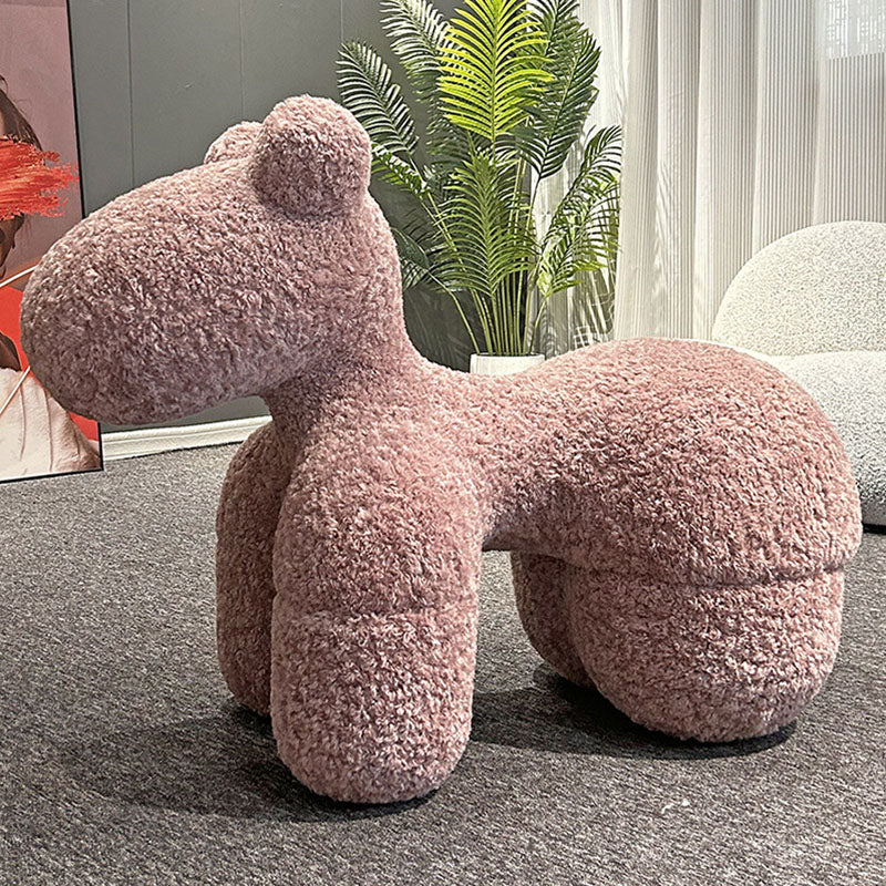 Tabouret bas sans dossier ni accoudoirs en acier, laine d&
