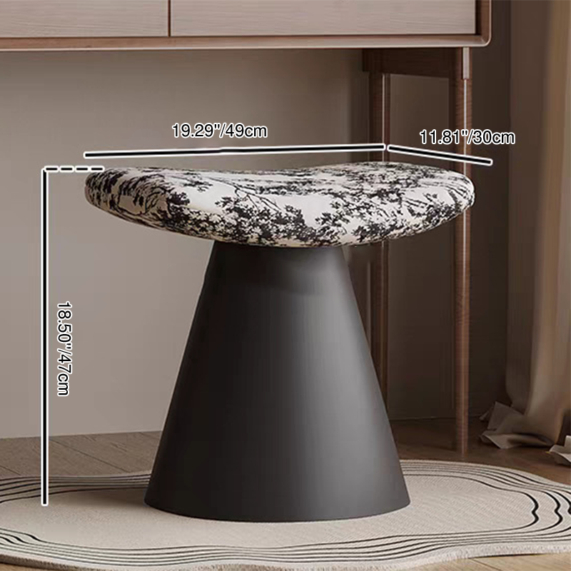 Contemporary Nordic Round Bowknot Iron Sherpa Fabric Velvet PU Leather Sponge Rotatable Vanity Stool Backrest Armless For Bedroom