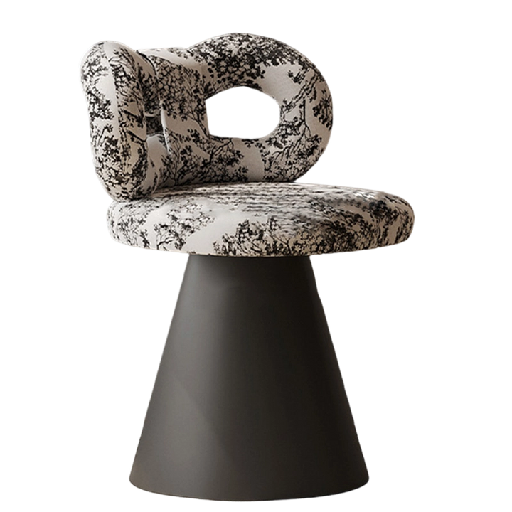 Contemporary Nordic Round Bowknot Iron Sherpa Fabric Velvet PU Leather Sponge Rotatable Vanity Stool Backrest Armless For Bedroom