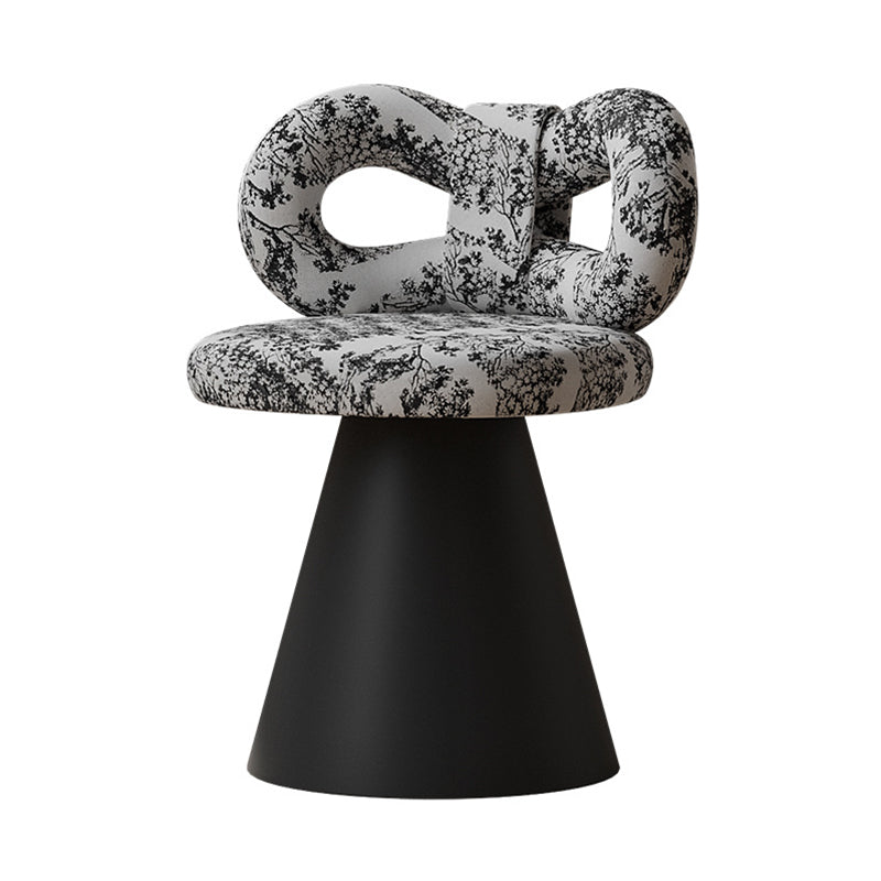 Contemporary Nordic Round Bowknot Iron Sherpa Fabric Velvet PU Leather Sponge Rotatable Vanity Stool Backrest Armless For Bedroom