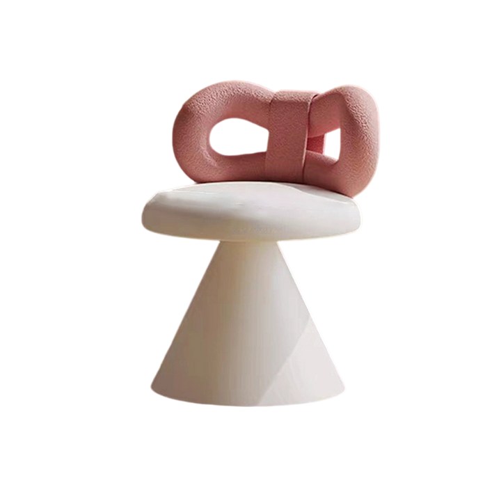 Contemporary Nordic Round Bowknot Iron Sherpa Fabric Velvet PU Leather Sponge Rotatable Vanity Stool Backrest Armless For Bedroom
