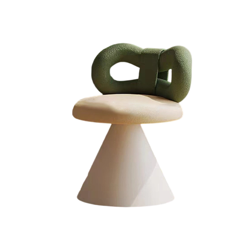 Contemporary Nordic Round Bowknot Iron Sherpa Fabric Velvet PU Leather Sponge Rotatable Vanity Stool Backrest Armless For Bedroom