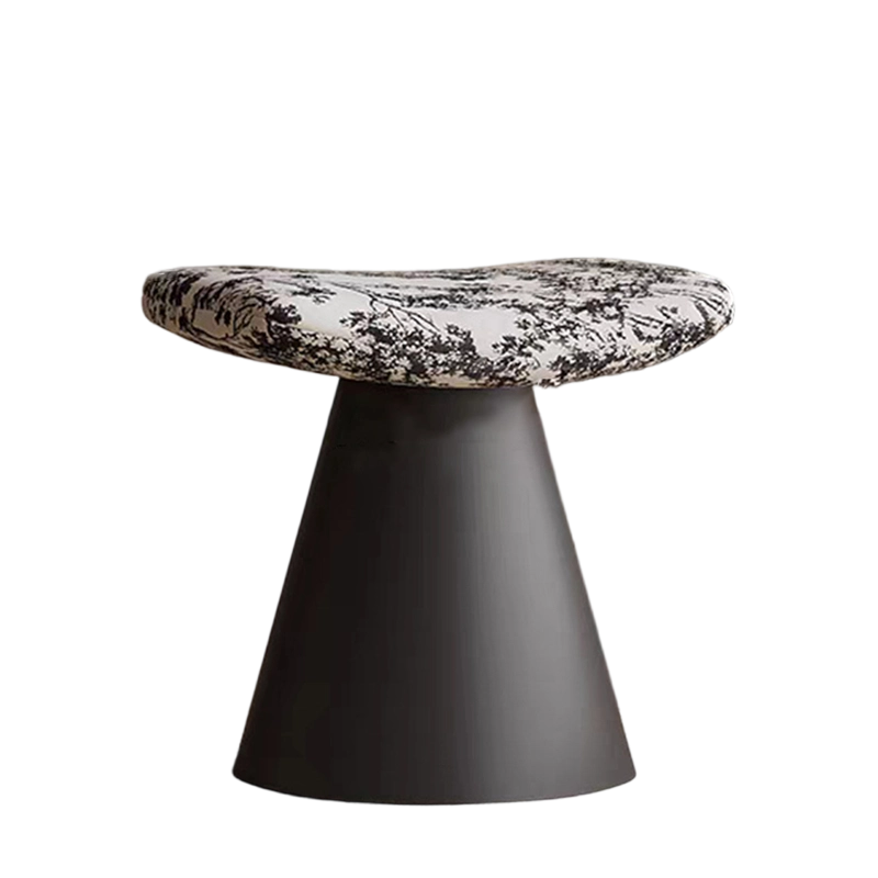 Contemporary Nordic Round Bowknot Iron Sherpa Fabric Velvet PU Leather Sponge Rotatable Vanity Stool Backrest Armless For Bedroom