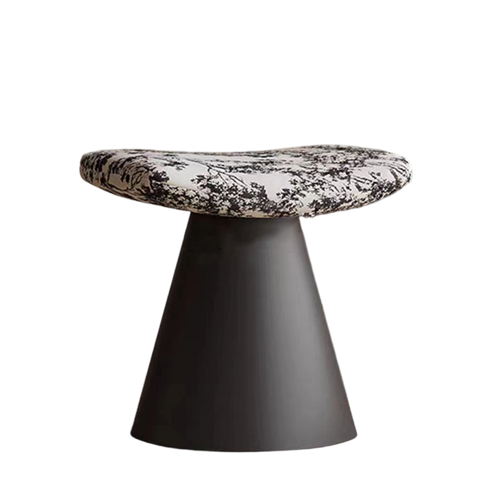 Contemporary Nordic Round Bowknot Iron Sherpa Fabric Velvet PU Leather Sponge Rotatable Vanity Stool Backrest Armless For Bedroom