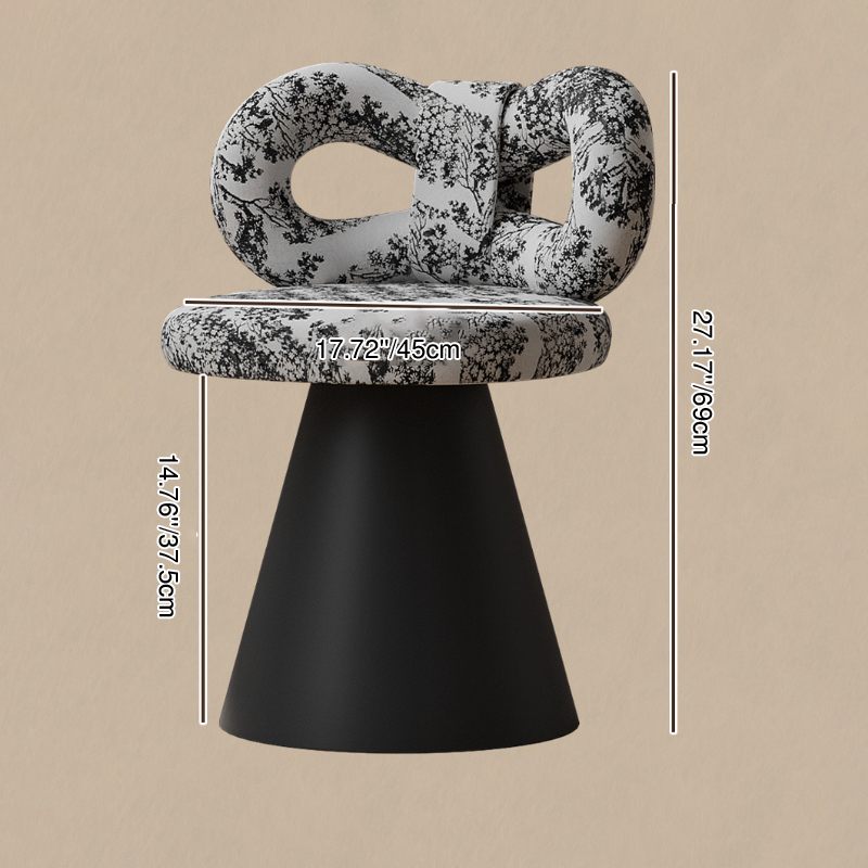 Contemporary Nordic Round Bowknot Iron Sherpa Fabric Velvet PU Leather Sponge Rotatable Vanity Stool Backrest Armless For Bedroom