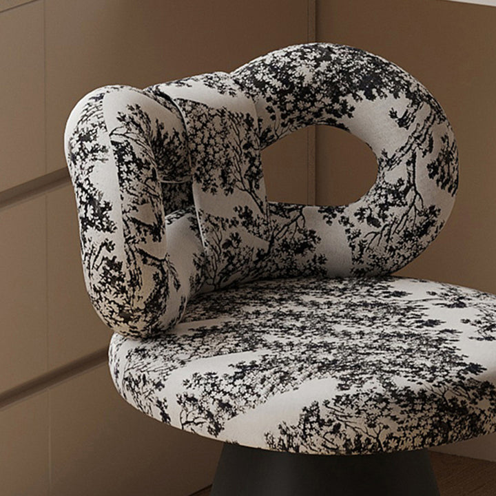 Contemporary Nordic Round Bowknot Iron Sherpa Fabric Velvet PU Leather Sponge Rotatable Vanity Stool Backrest Armless For Bedroom