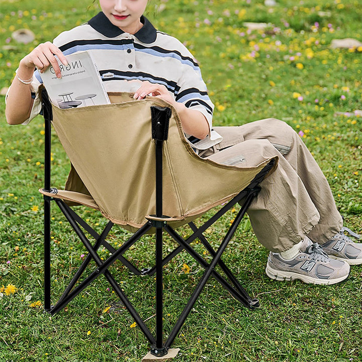 Modern Minimalist Arc-Shaped Steel Pipe Oxford Fabric Cotton Outdoor Foldable Camping Chair Backrest Armless For Garden