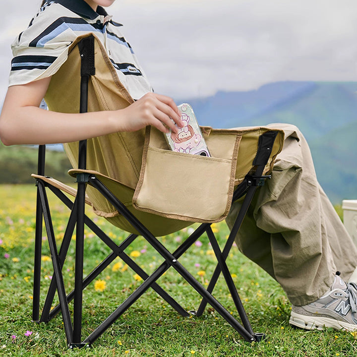 Modern Minimalist Arc-Shaped Steel Pipe Oxford Fabric Cotton Outdoor Foldable Camping Chair Backrest Armless For Garden