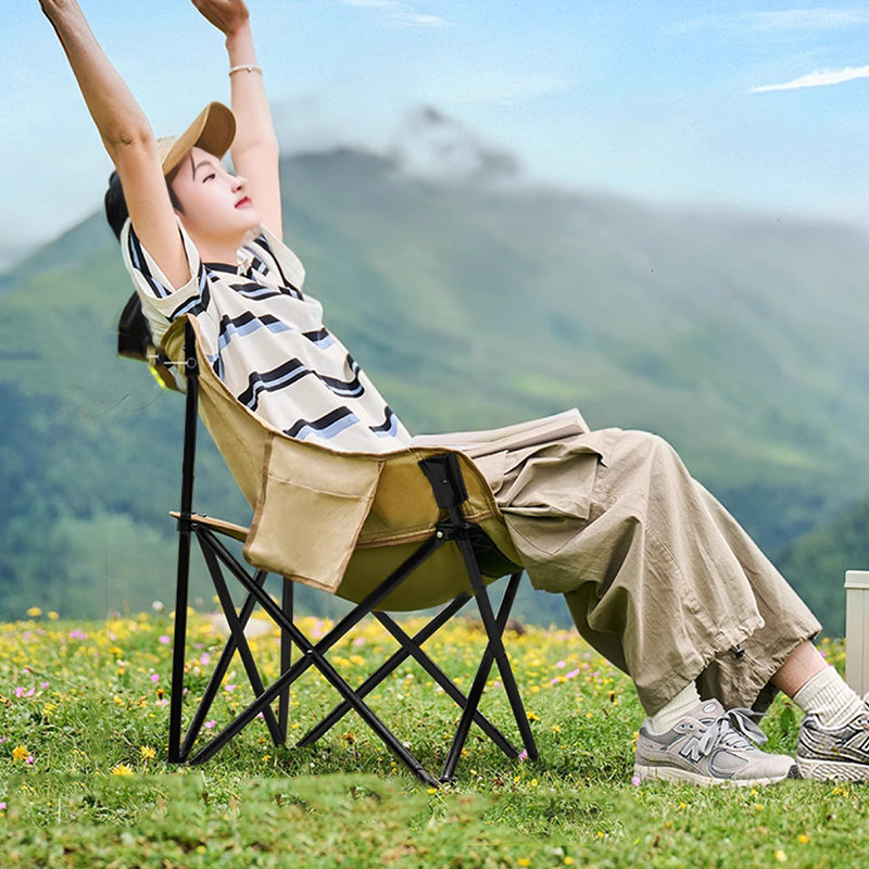 Modern Minimalist Arc-Shaped Steel Pipe Oxford Fabric Cotton Outdoor Foldable Camping Chair Backrest Armless For Garden