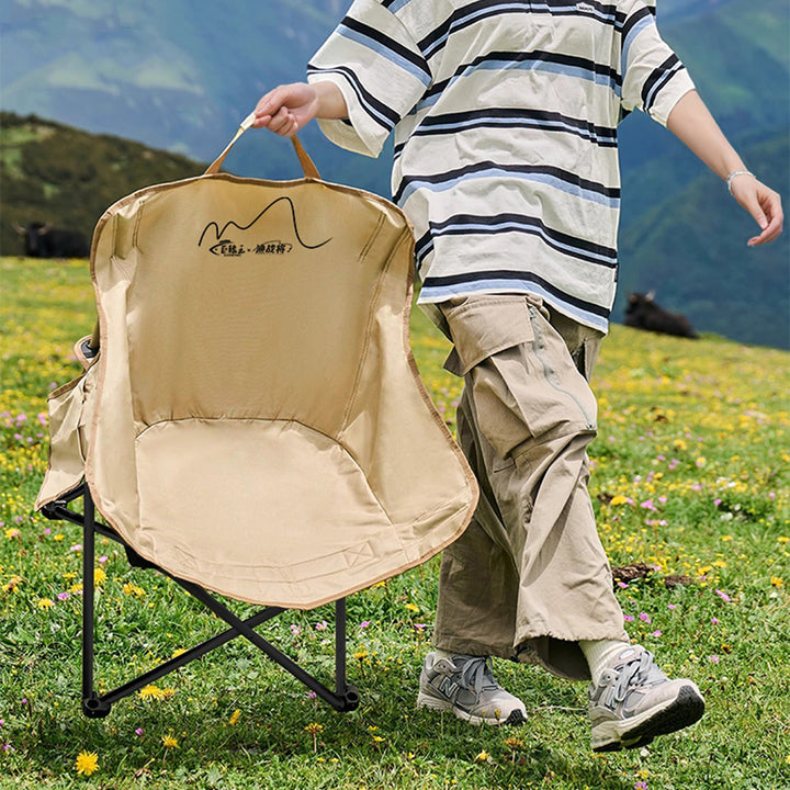 Modern Minimalist Arc-Shaped Steel Pipe Oxford Fabric Cotton Outdoor Foldable Camping Chair Backrest Armless For Garden