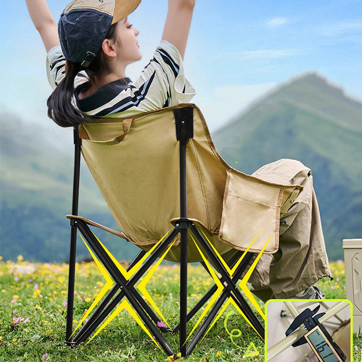 Modern Minimalist Arc-Shaped Steel Pipe Oxford Fabric Cotton Outdoor Foldable Camping Chair Backrest Armless For Garden